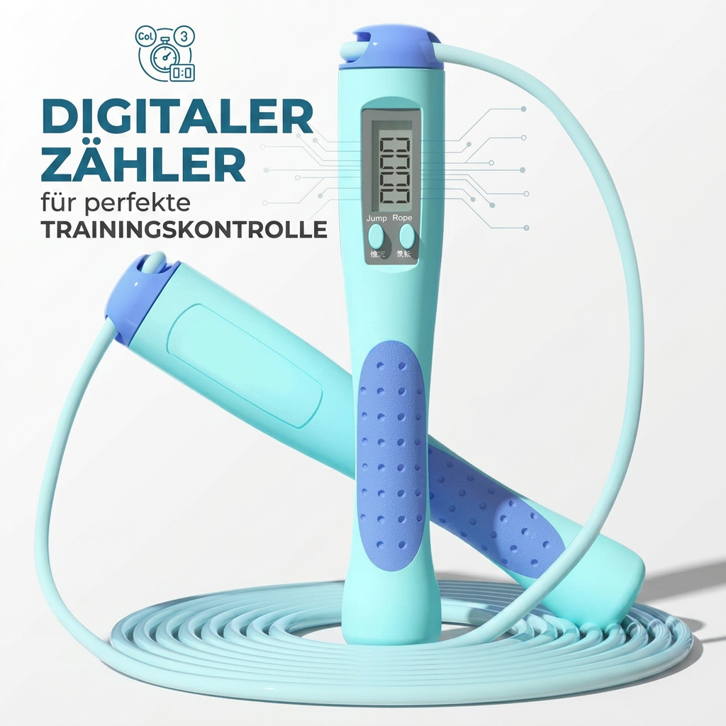 Springseil mit Zähler – Verstellbares Trainings-Springseil für Kinder & Erwachsene